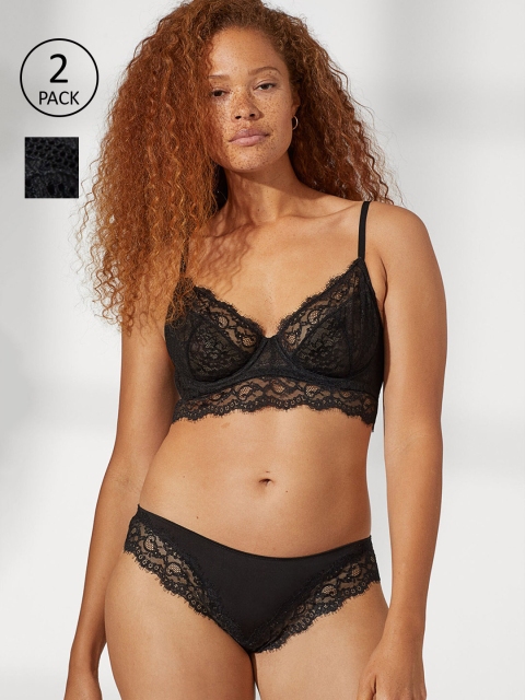 

H&M Women Black 2-Pack Brazilian Briefs 0894758001