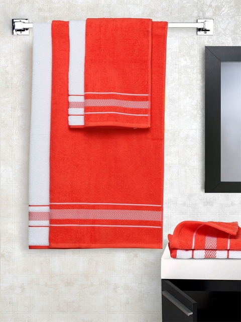 

SPACES Unisex Red & White Bath Carnival 6 Pc Cotton Towel Set, Coral