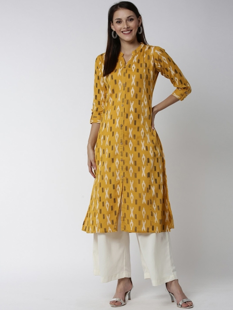 

Soch Women Yellow Printed A-Line Kurta