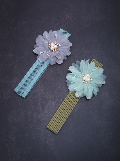 

Golden Peacock Blue & Green Set of 2 Embellished Hairband