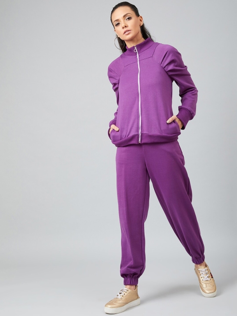 

Athena Women Purple Solid Shirt with Trousers