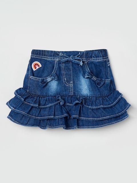 

max Girls Blue Solid Denim Mini A-Line Skirt
