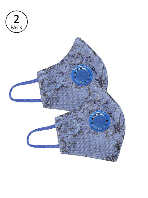 

LUXURAZI Men Pack of 2 Pcs Blue 5Ply Protective Outdoor Masks With Valve