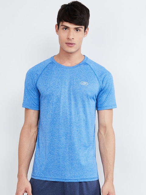 max Men Blue Solid Round Neck T-shirt