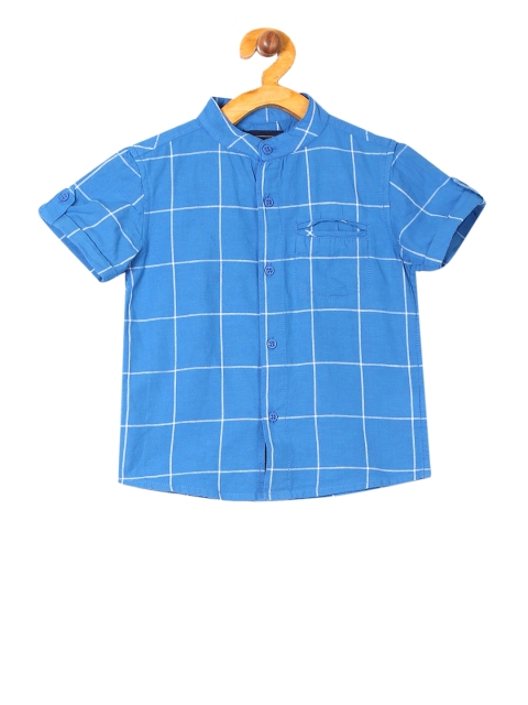 

Cherokee Boys Blue & White Regular Fit Checked Casual Shirt