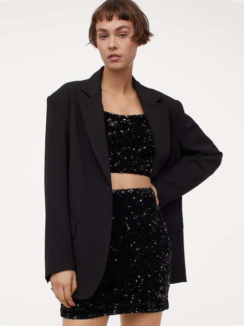 

H&M Women Black Sequined Skirt