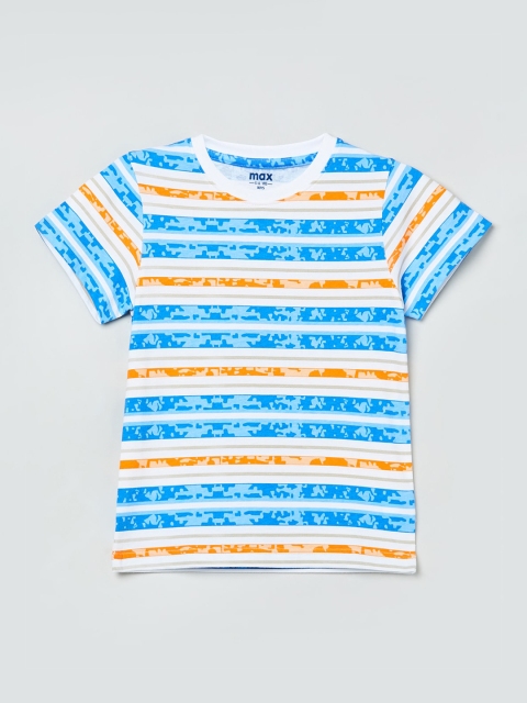 

max Boys Multicoloured Striped Round Neck T-shirt, Multi