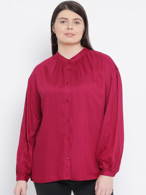 

Oxolloxo Women Pink Regular Fit Solid Casual Shirt
