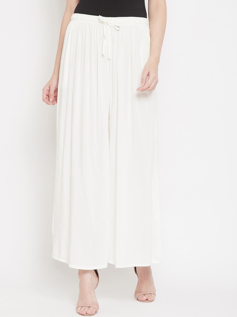 

Castle Women White Solid Flared Palazzos