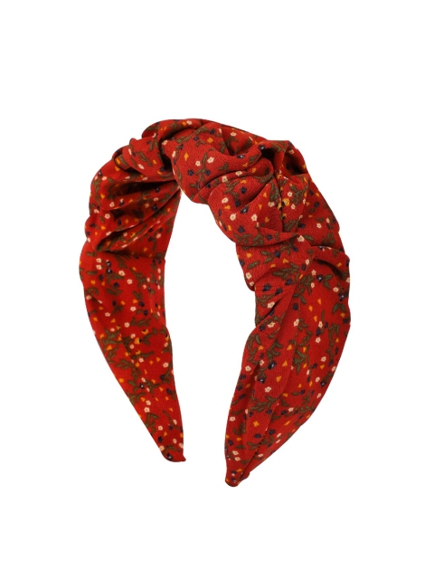

Bellofox Women Rust Red Printed Crinkled Beau Hairband