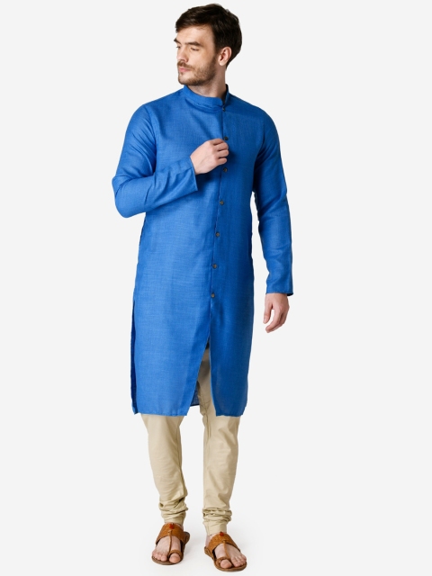 

TABARD Men Blue & Beige Solid Kurta with Churidar