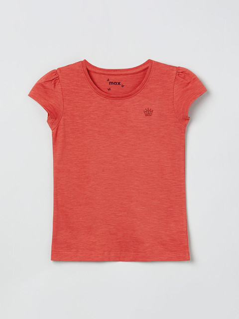 

max Girls Rust Orange Solid T-shirt