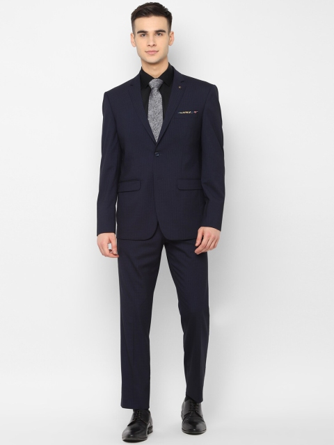 

Allen Solly Men Navy Blue Checked Slim-Fit Single-Breasted Formal Suit
