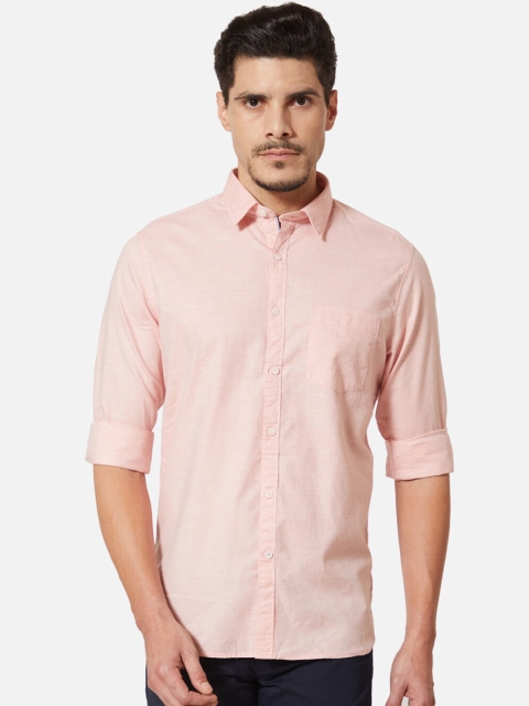 

J Hampstead Men Peach-Coloured Slim Fit Solid Casual Shirt