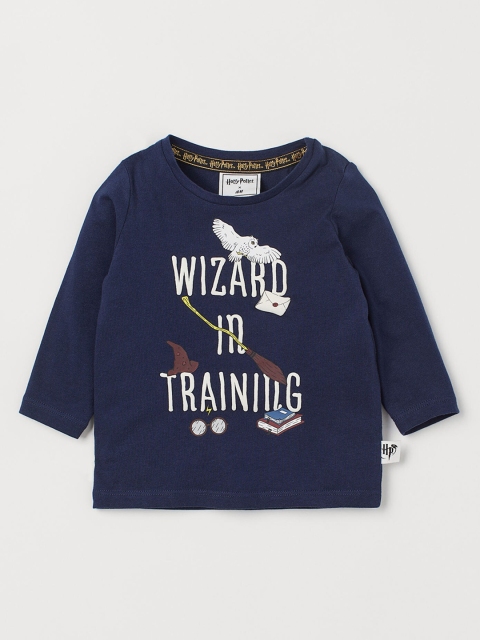 

H&M Boys Navy Printed Jersey Sweatshirts, Navy blue