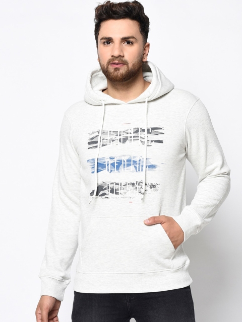 

98 Degree North Men Off-White Printed Hooded Sweatshirt