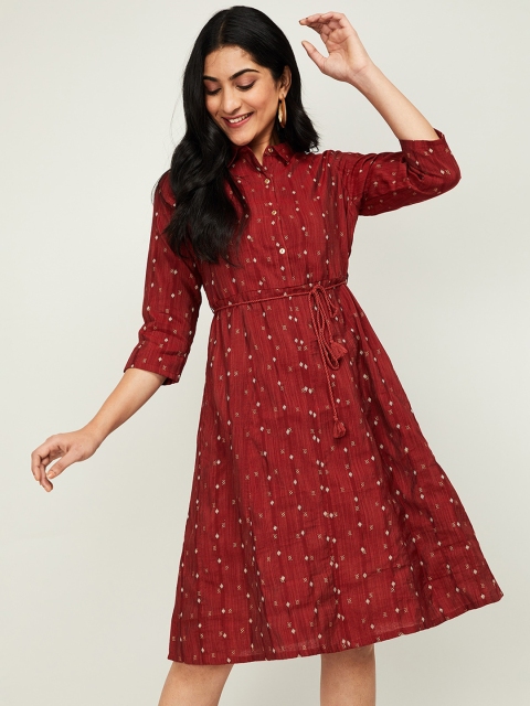 

Melange by Lifestyle Women Red Printed A-Line Dress
