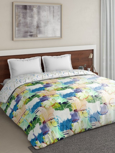 

DDecor Green & Blue Printed Double Bed Cover