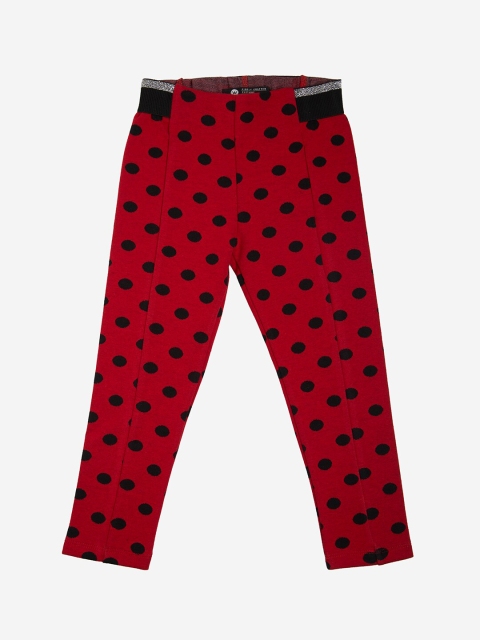 

VITAMINS Girls Red & Black Printed Skinny-Fit Treggings