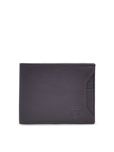 

TRENDERS Men Brown Solid Leather Two Fold Wallet
