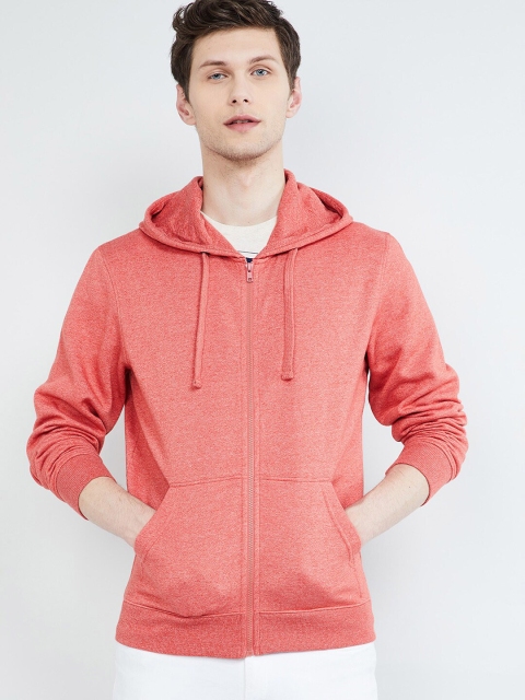 

max Men Orange Solid Hooded Sweatshirt