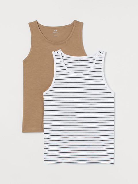 

H&M Men 2-Pack Regular Fit Tanks, White