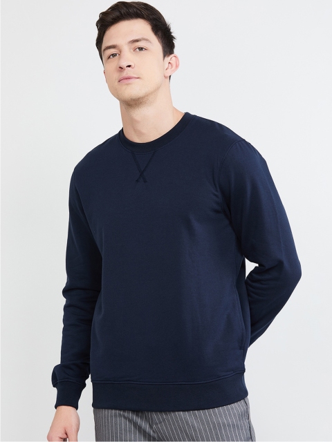 

max Men Navy Blue Solid Sweatshirt