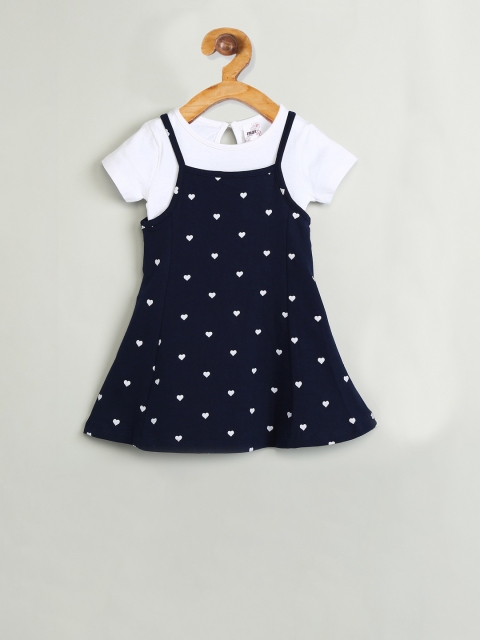 

max Girls Blue & White Printed Pinafore Dress