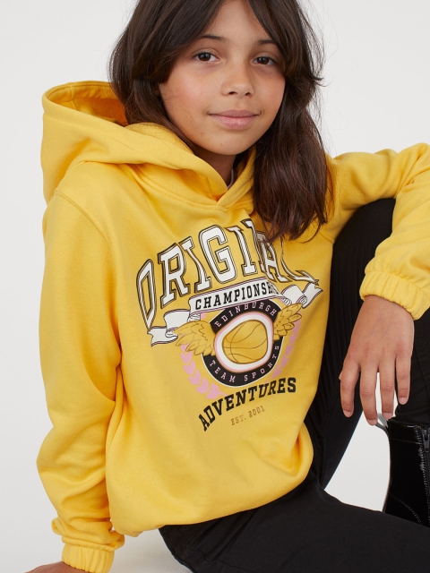 

H&M Girls Yellow & White Printed Hoodie