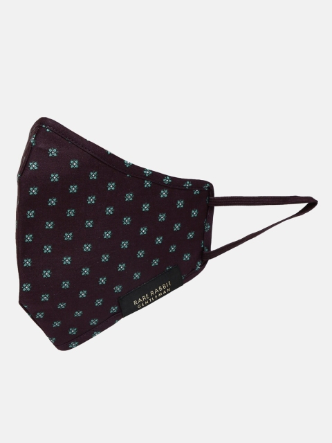 

RARE RABBIT Men Burgundy Printed 3-Ply Anti-Pollution Reusable Cloth Mask