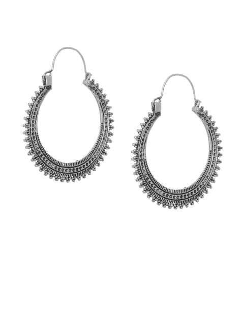 

INDYA Silver Plated Oxidised Circular Hoop Earrings