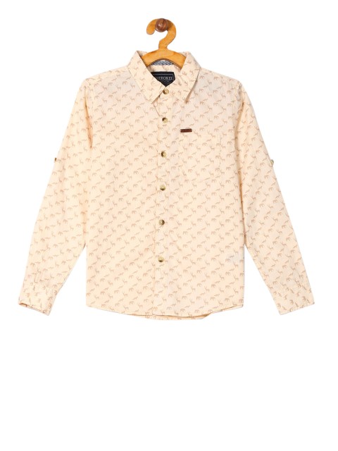

Cherokee Boys Beige Regular Fit Printed Casual Shirt