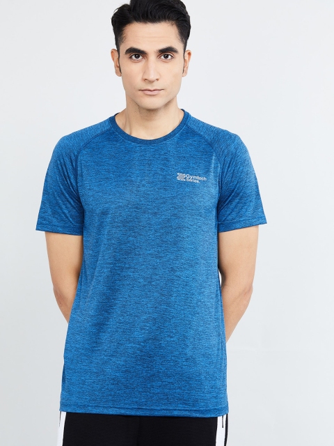 

max Men Blue Solid Round Neck T-shirt