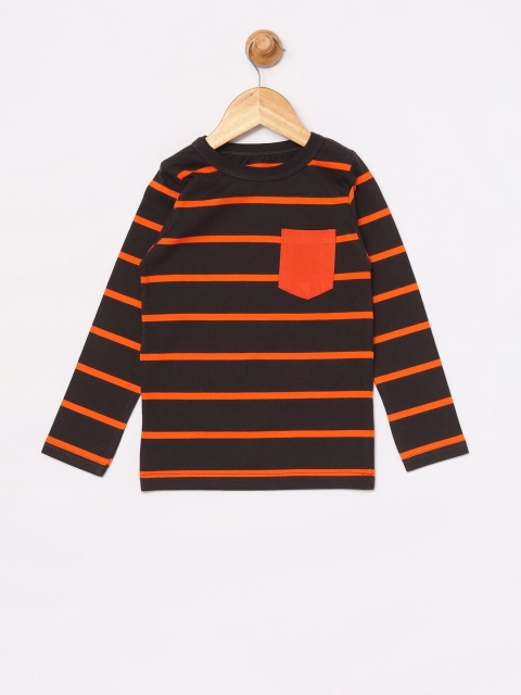 

SCAMPY Boys Orange & Black Striped Round Neck T-shirt