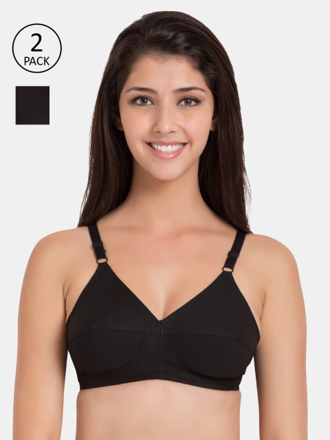

Souminie Pack Of 2 Black Solid Non-Wired Non Padded Everyday Bra SLY933-2PC-BLK-30A