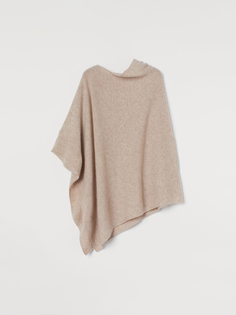 

H&M Beige Fine Knit Wool Poncho
