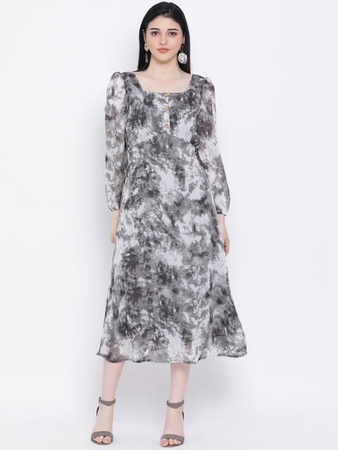 

Oxolloxo Women Grey Printed A-Line Dress