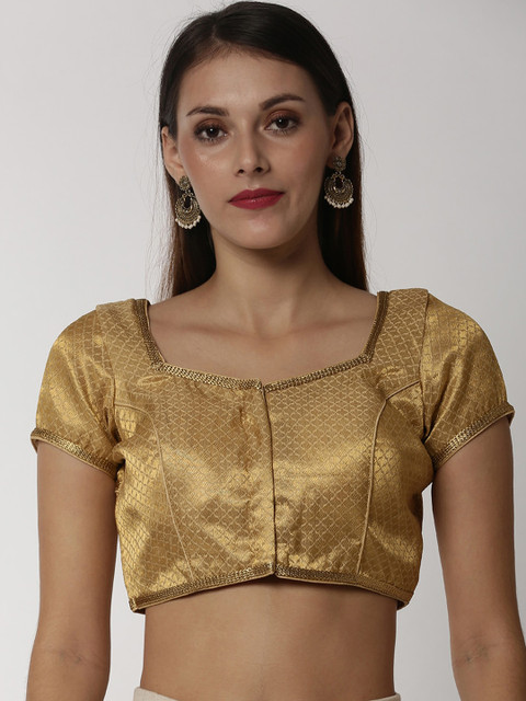 

Soch Women Gold-Coloured Woven Design Art Silk Saree Blouse