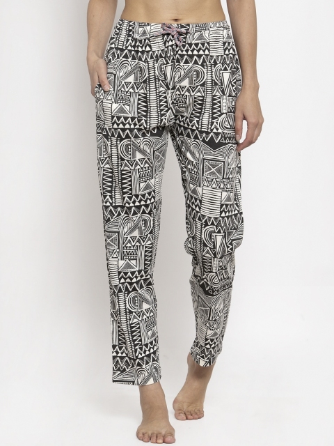 

TAG 7 Women Black & White Printed Lounge Pants
