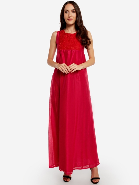 

Desi Weavess Women Pink Solid Maxi Dress