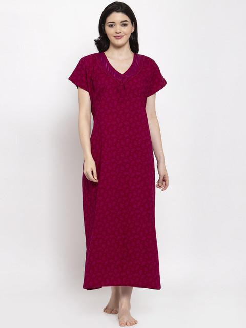 

Secret Wish Maroon Printed Nightdress