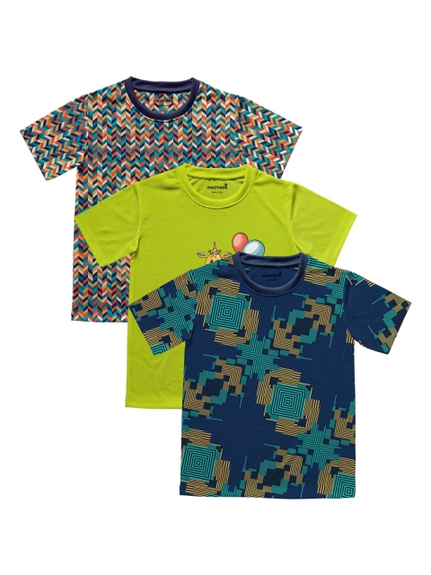 

mezmoda Boys Pack Of 3 Printed Round Neck T-shirts, Blue