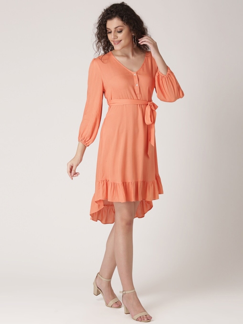 

DIVA WALK EXCLUSIVE Women Orange Solid A-Line Dress