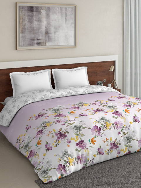 

DDecor Purple Floral Printed Double King Bed Cover