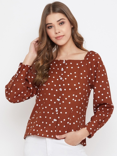 

PURYS Women Brown Printed Top