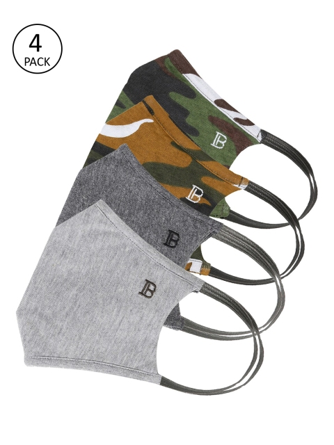 

Bene Kleed Unisex 4 Pcs 3Ply Anti Bacterial Reusable Heptashield Outdoor Fashion Masks, Grey