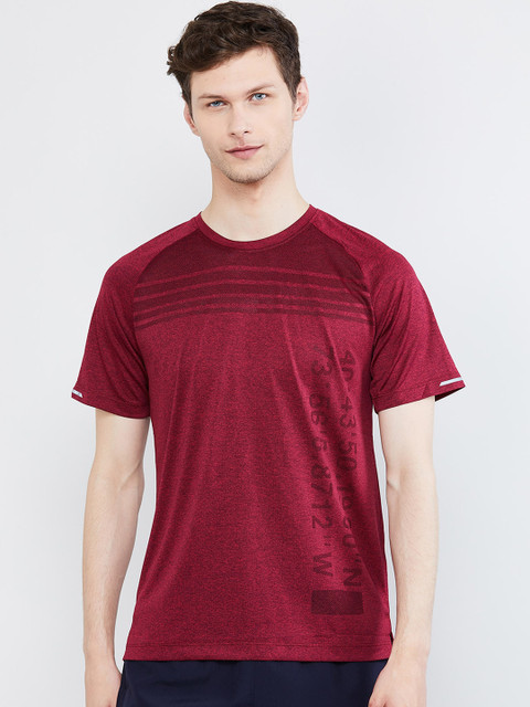 

max Men Red Printed Round Neck T-shirt