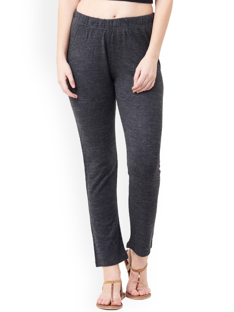 

IMARA Women Charcoal Grey Regular Fit Solid Trousers