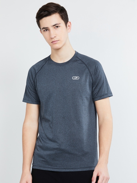 max Men Blue Solid Round Neck T-shirt