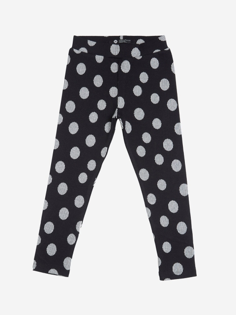 

VITAMINS Girls Black & White Printed Skinny-Fit Treggings